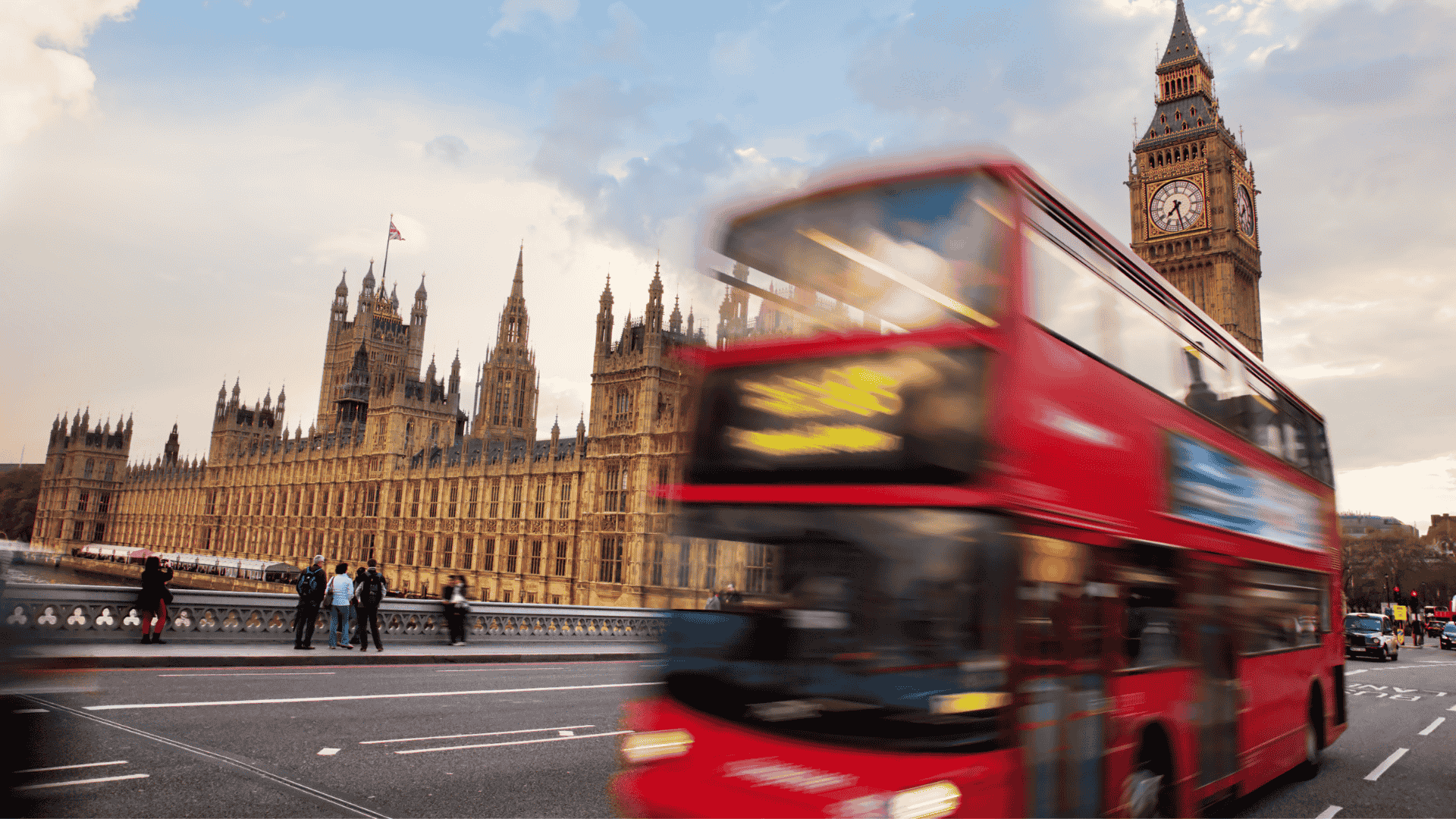 Red bus near Westminster